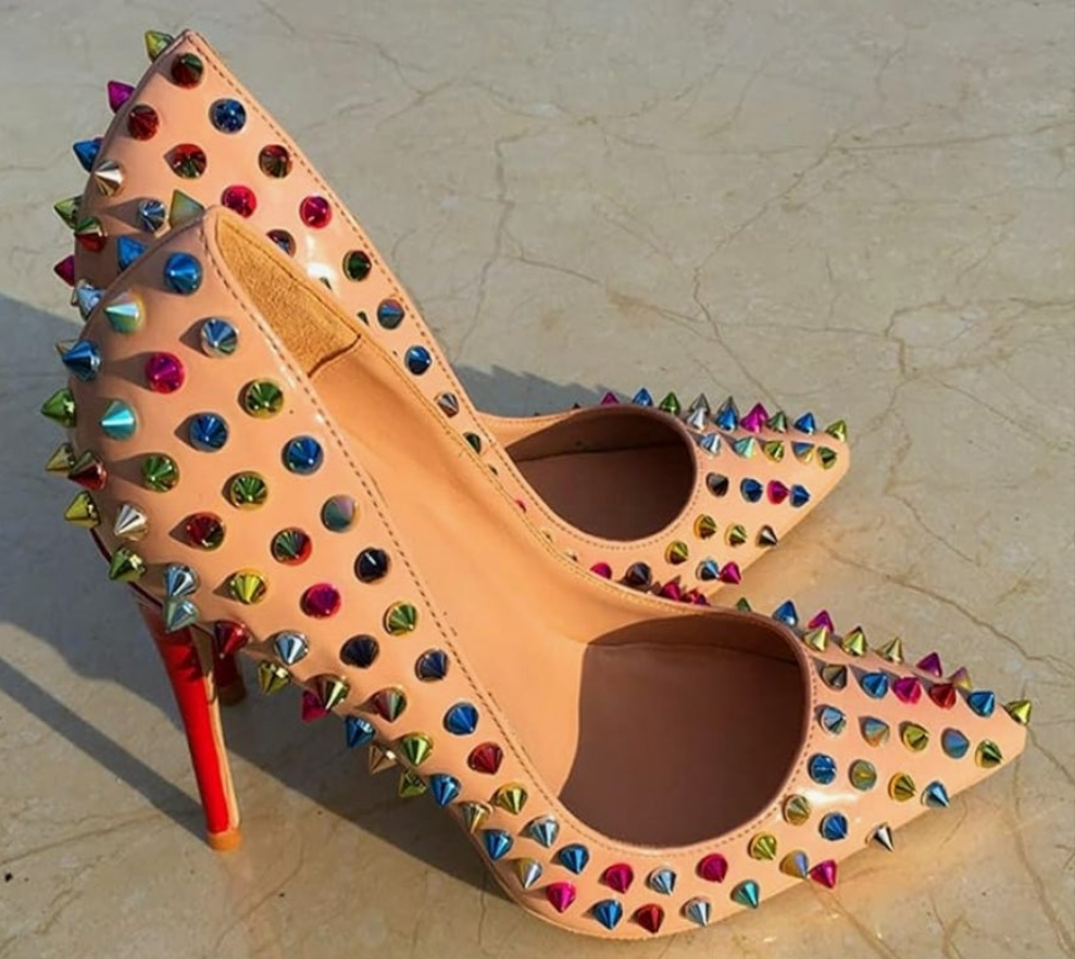 Sexy Heels Pumps Studded Rivett Party Prom Event Birthday Wedding Shoes