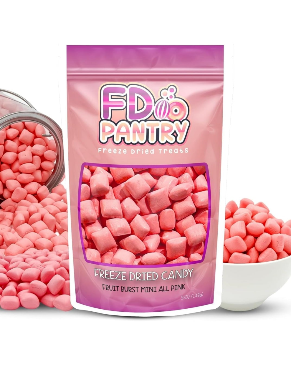 Freeze Dried Fruit Bursts Candy - Mini All Reds l Hard Candy Mix 5oz Treat Snack Gift Bag Strawberry, Fruit Punch, Watermelon, Cherry Freeze-Dried Candies