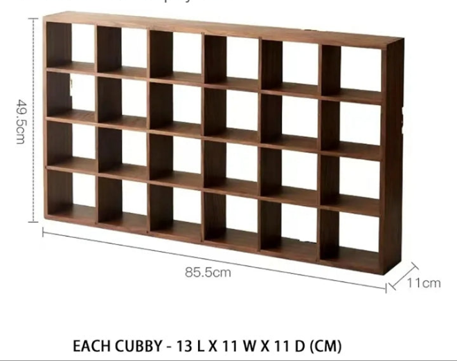 Wooden Shelves Rustic Shadow Box 24-Slot Hanging Display Floating Shelf Wall Mounted Freestanding Farmhouse Decor Display Case