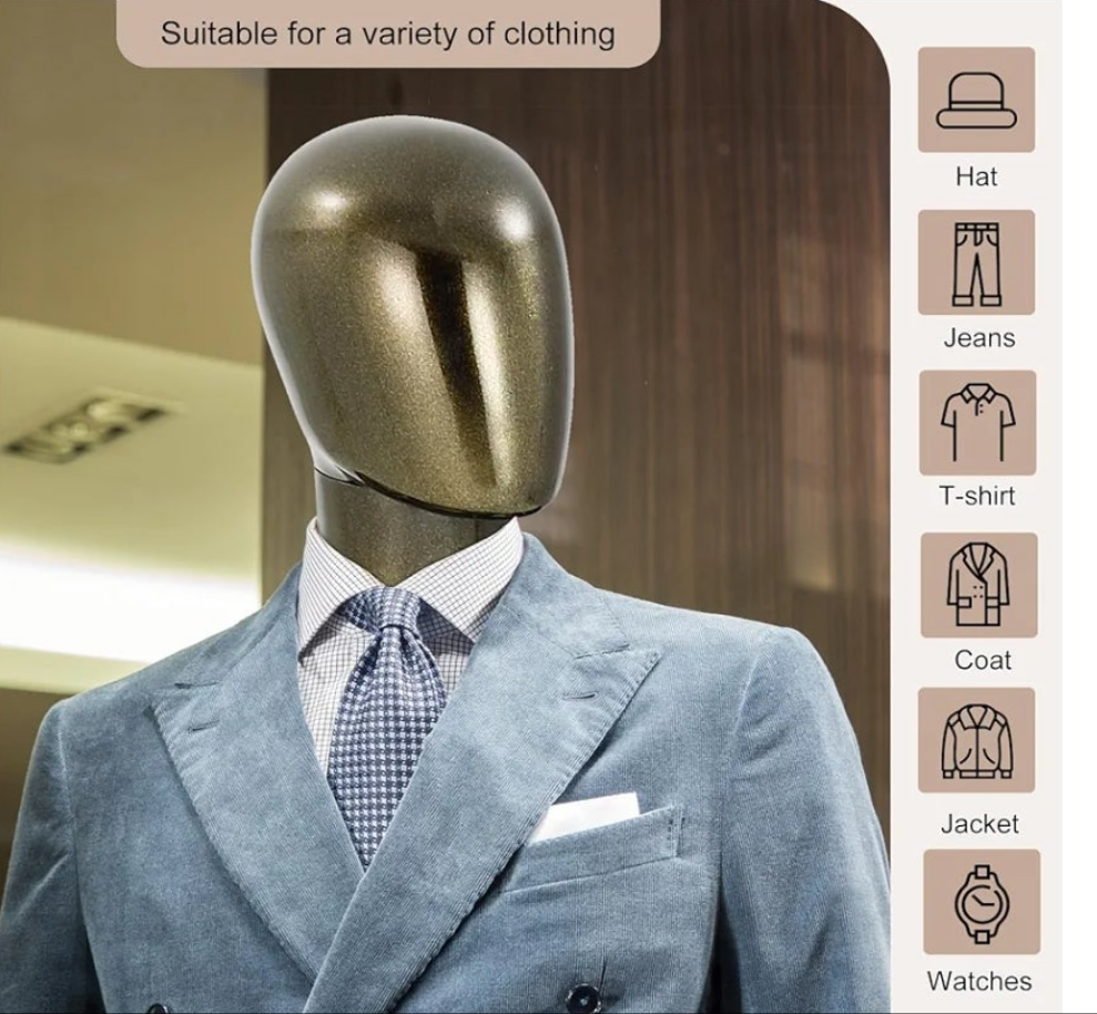Mannequin Dress Form Display - Manikin Torso Stand Realistic Full Body Mannequin for Retail Clothing Shops, Halloween Christmas Cosplay (Silvery, Female or Male