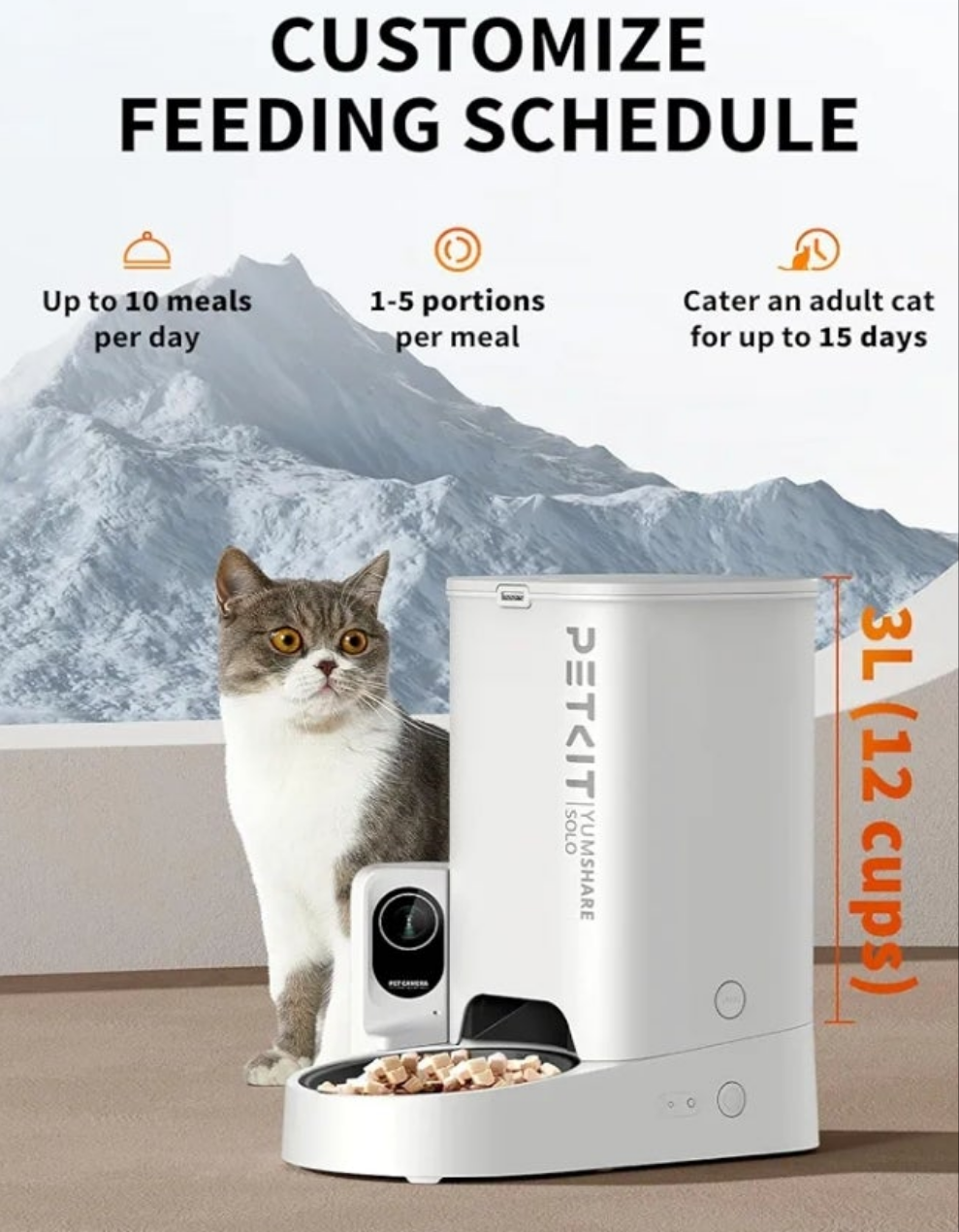 Automatic Cat Dog Feeder with Camera, 1080P HD Video with Night Vision, 2.4G WiFi Pet Feeder for Cat & Small Dog, 2-Way Audio & Meal Call Pet Food Dispenser with Desiccant Bag, Motion Capturing