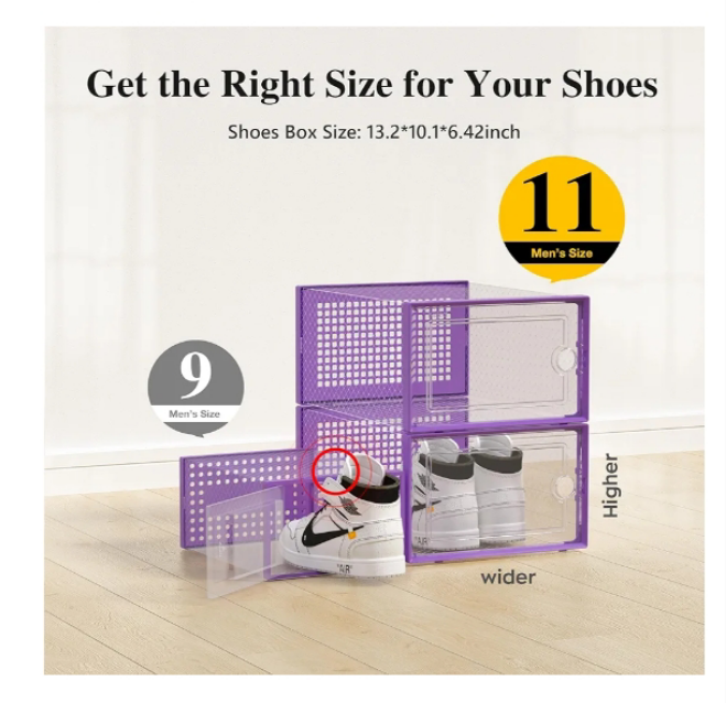X-Large Shoe Storage Boxes Organizers Clear Plastic Stackable 12 Pack, Shoe Rack & Holder Substitute, Sneaker Containers, Toy Storage Organizer Bins for Entryway, Closet, Under Bed,
Sustainability features 3