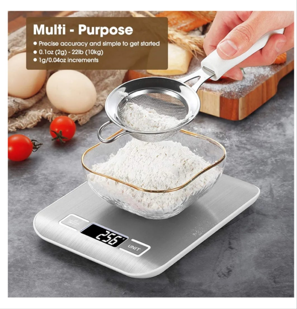 Food Scale, 22lb Digital Kitchen Scale Weight Grams and Oz for Baking and Cooking, 1g/0.1oz Precise Graduation, Easy Clean Stainless Steel