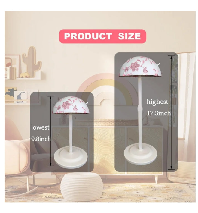 Wig Stand White 1PC Adjustable Height Portable Wig Holder Stands Non-Slip Wig Head Holders Sturdy Plastic Wig Head Stand for Multiple Wigs and Hats Styling Drying Display