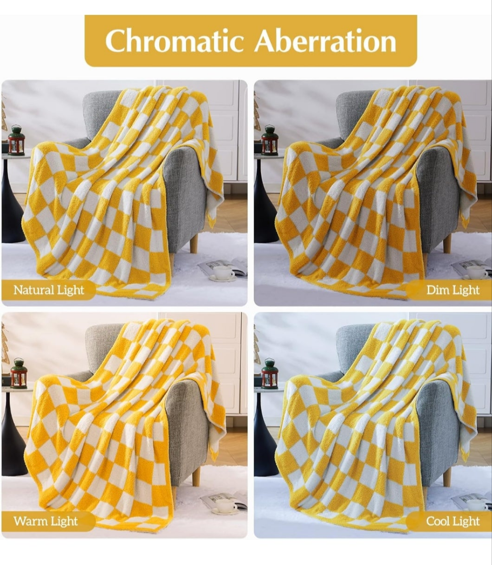 Checkered throw blanket soft cozy breathable lightweight