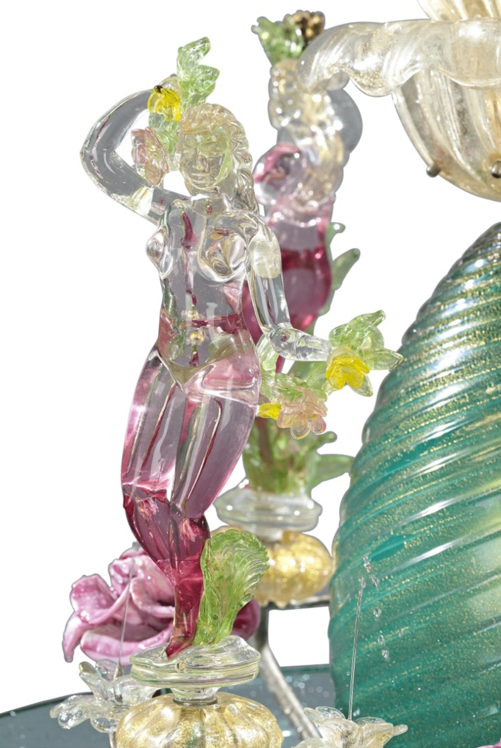 24-Carat Gold Leaf Murano Venetian Glass Water Fountain Incredible