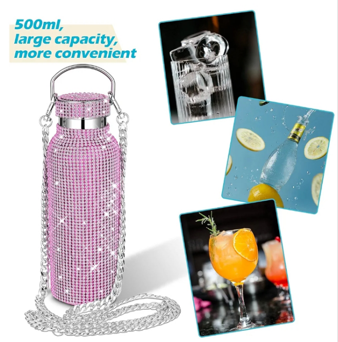 Gemstone drink bottle water tea coffee etc AB diamond