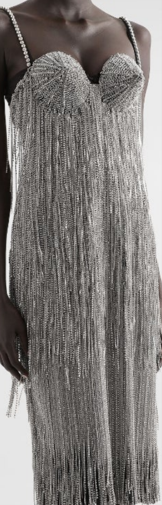 Dolce And Gabbana Marquisette calf-length dress with sequined fringing