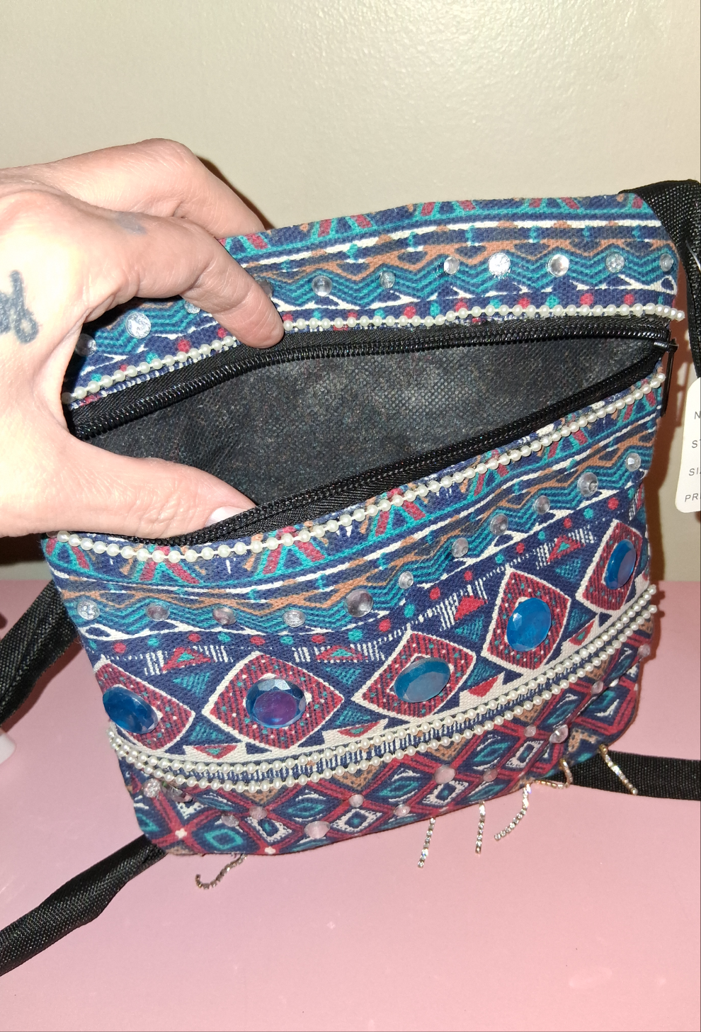 COCOMONEY cross body bag custom 1 of a kind 8 half wide in by 8 in long by 2 half in