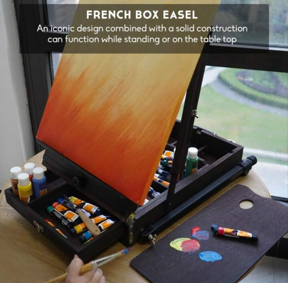 70" French Style Easel With Aluminum Legs, Folding Sketch Painting Easel With Drawer, Tripod Easel Stand For Painting, Sketching, Display french Style Easel With Aluminum Legs, Folding Sketch Painting Easel With Drawer, Tripod Easel Stand For Painting,