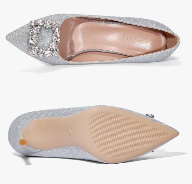 Heels for Women High Heels Closed Pointed Toe Slip on Party Wedding Shoes