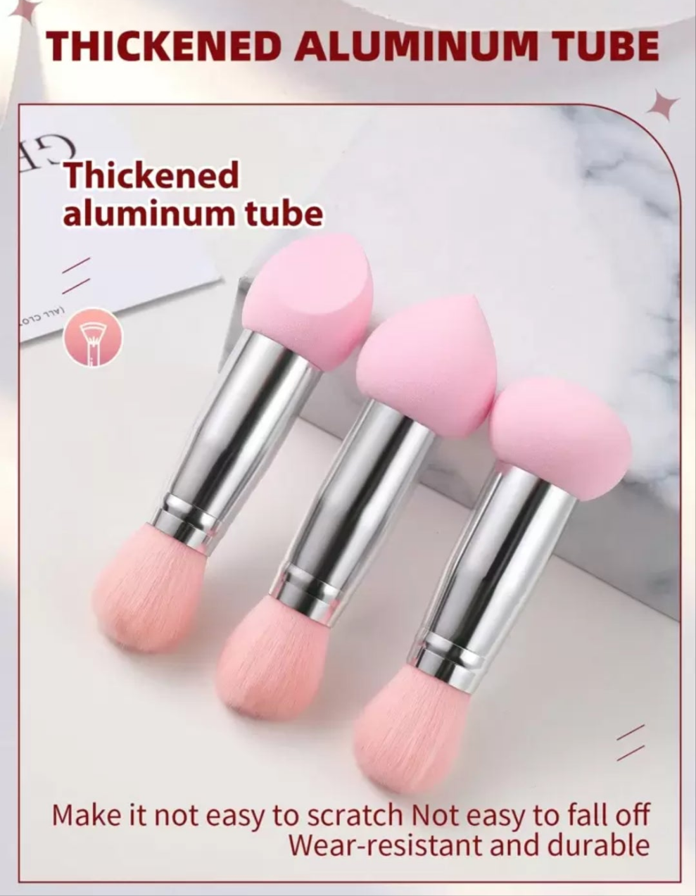 3pcs Double Head Multi-Function Makeup Tool, One Is Makeup Brush Sponge, The Other Is Makeup Brush material pur