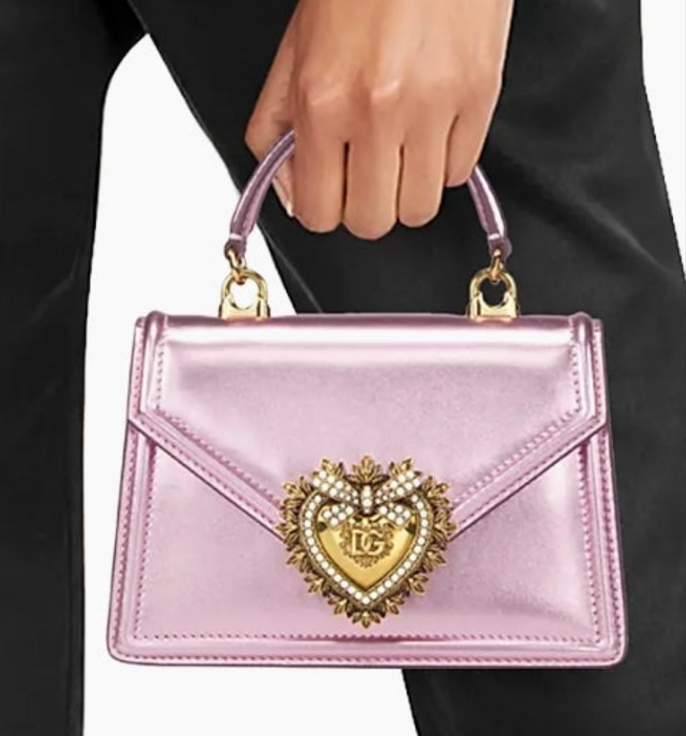 Dolce And Gabbana Devotion Metallic leather top handbag in pink or gold cute