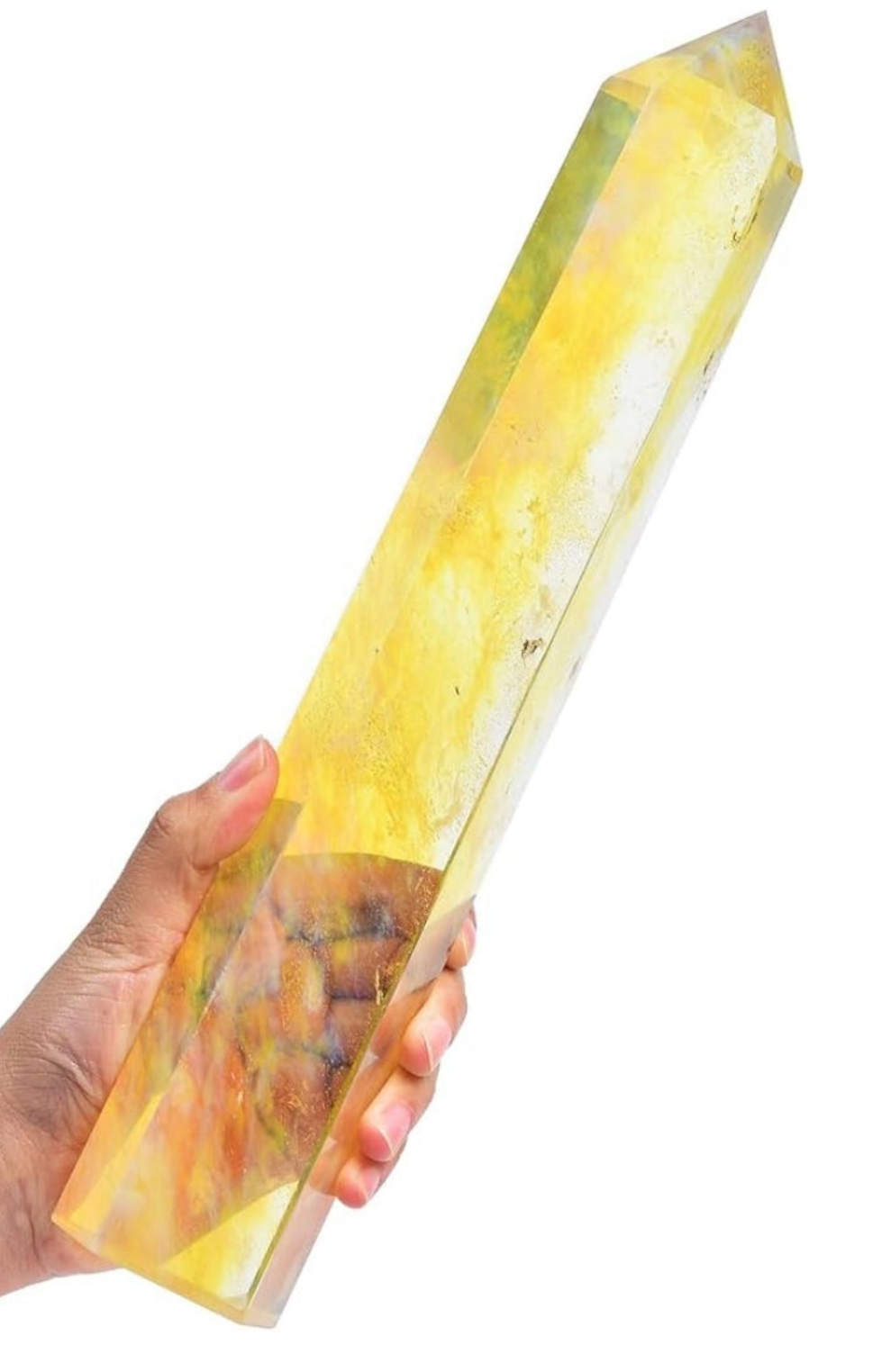 Extra Large Crystal Obelisk Tower Point Wand 6 Faceted Reiki Meditation Therapy