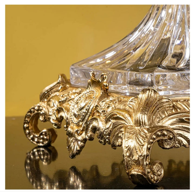 Crystal Copper Fruit Bowl Round Transparent Glass Fruit Plate Home Living Room Restaurant Desktop Decor Fruit Dish