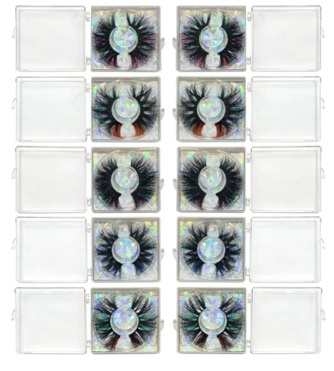 25mm Lashes with Color Ninglash 10 Pack Colored Real Mink EyeLashes with Color 5 Styles Mix Long Color Eyelash Dramatic Look Full 9D Fluffy lashes