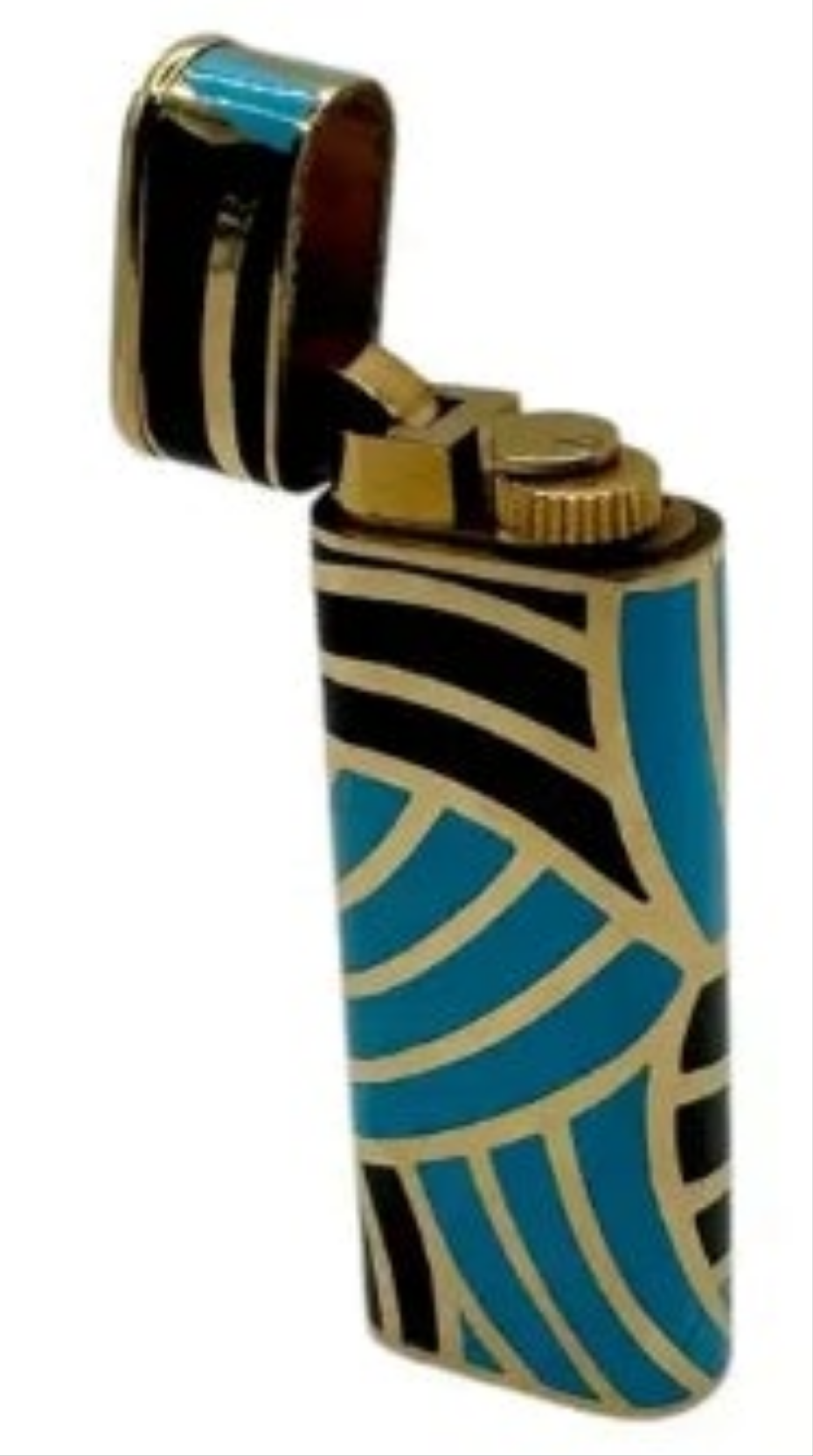 18k Gold Cartier Gold and Enamel Lighter with paved diamond cap