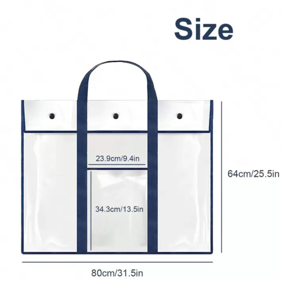 Art Portfolio Bag Art PVC Storage Pocket Large Poster Storage Bag Durable Large Capacity Art Portfolio Organizer With Pocket Portable Bulletin Board Holder For Teacher Classroom
