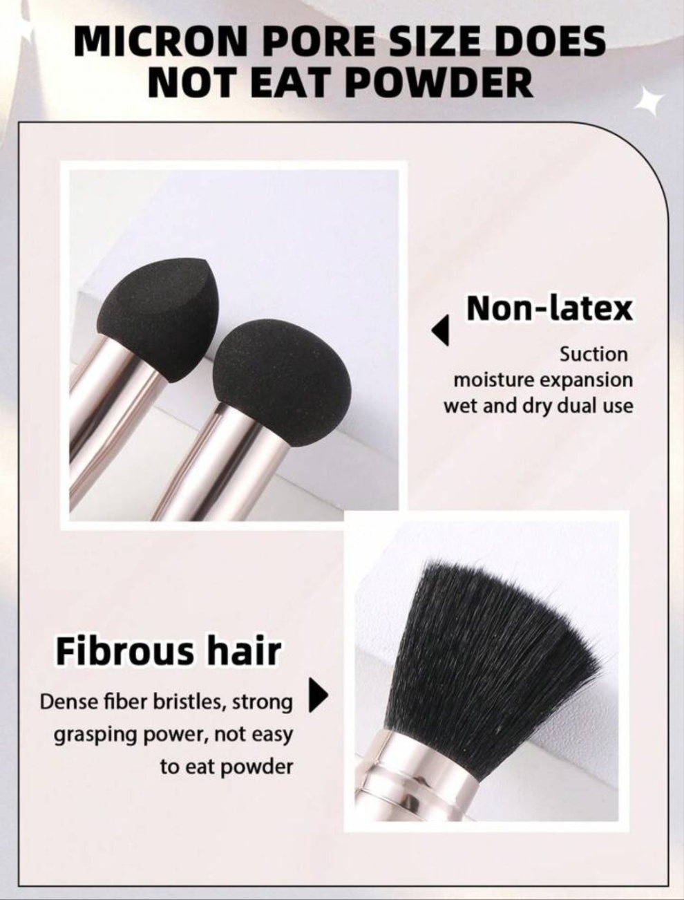 3pcs Double Head Multi-Function Makeup Tool, One Is Makeup Brush Sponge, The Other Is Makeup Brush material pur