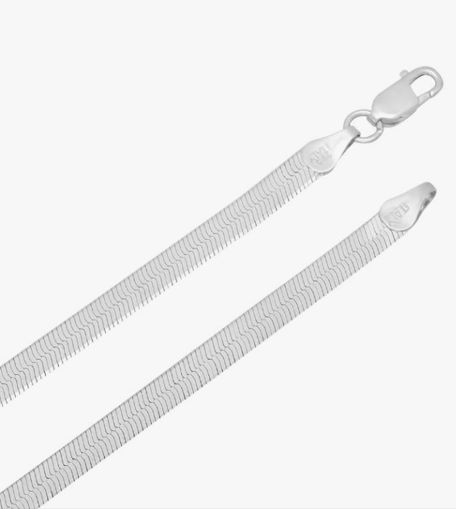 4.5mm Solid .925 Sterling Silver Flat Herringbone Chain Necklace