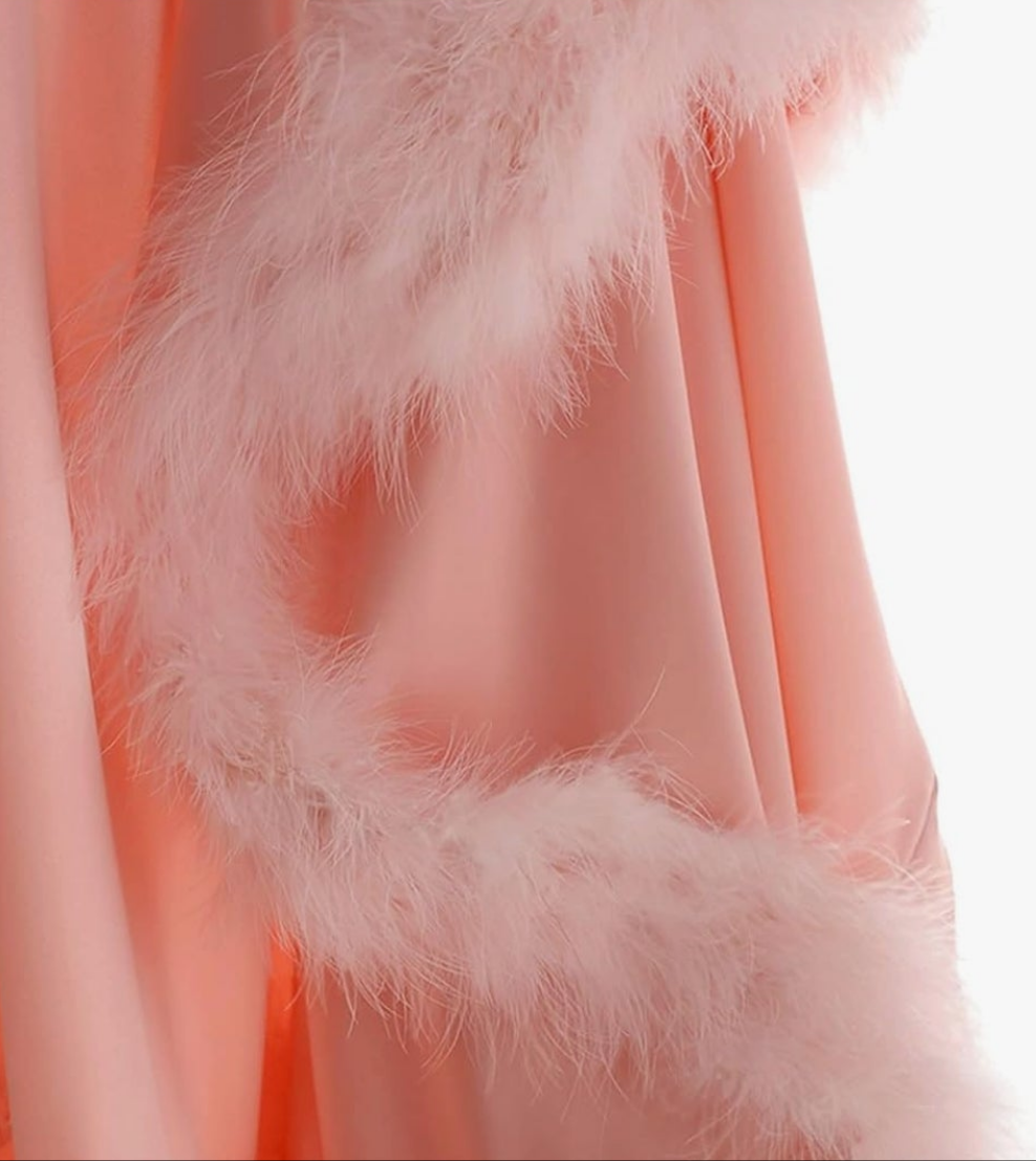 Silk Feather Bridal Robes Old Hollywood Maternity Photoshoot Nightgown Silk Bathrobe Long Lingerie Cocomoney
