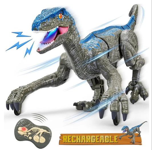 Remote Control Dinosaur for Kids,2.4G Electronic RC Toys Velociraptor with 3D Eye Shaking Head &Roaring Sounds,Indoor Toys for 5 6 7 8 Year Old Gifts
