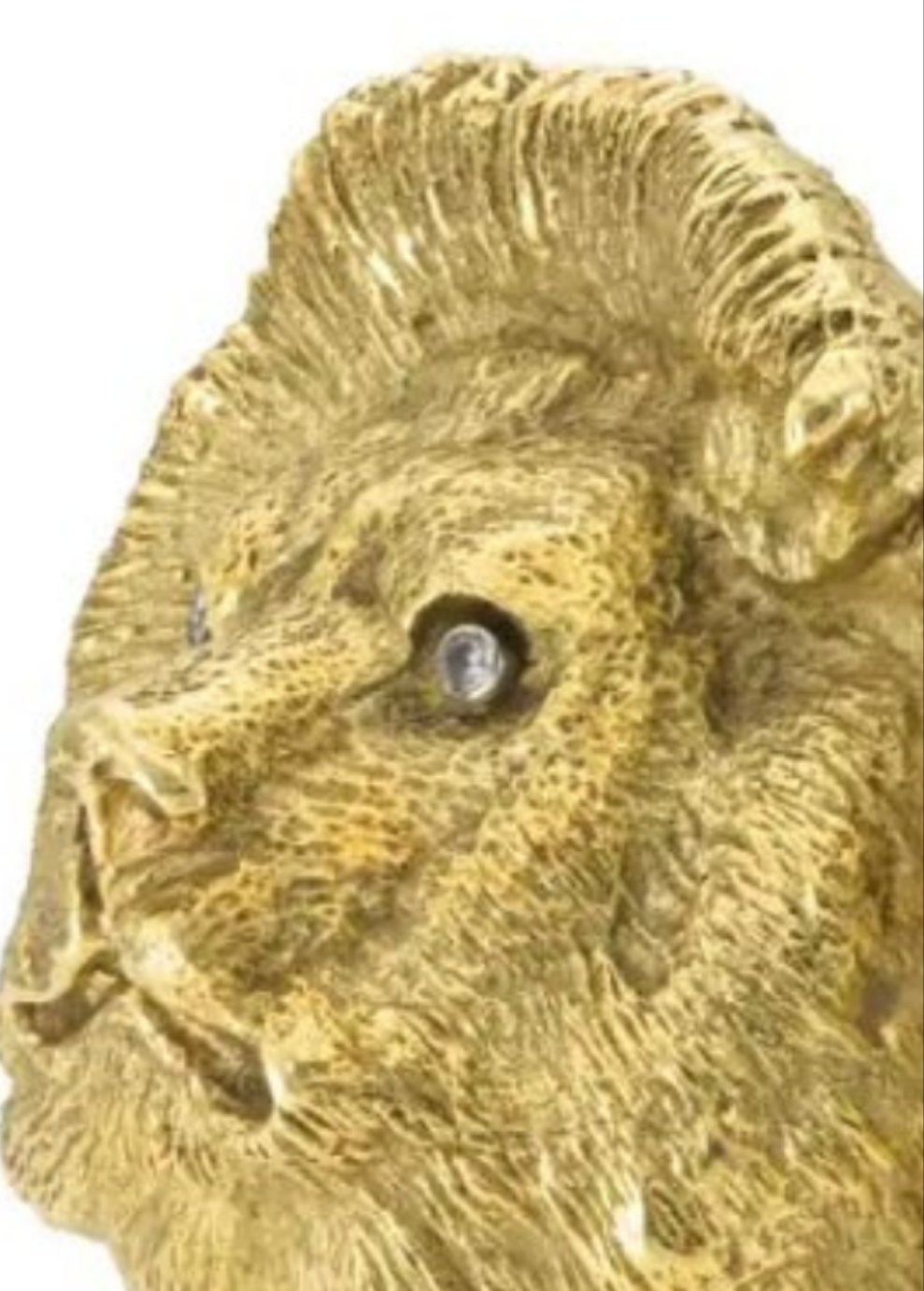 18k Gold Diamond Vintage 1970s Gold Lion Belt Buckle with Diamonds