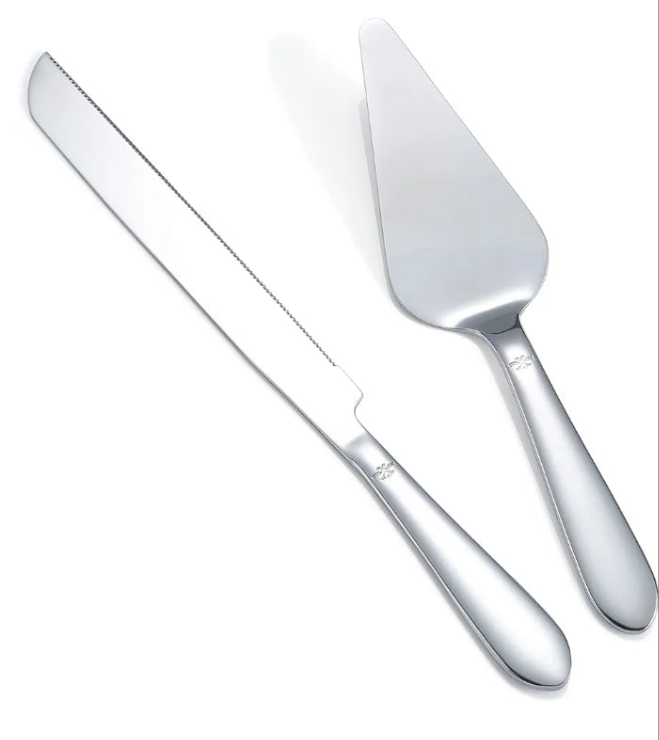 Cake Cutting Set for Wedding, Elegant Cake Knife and Server Set with Thickened Stainless Steel and Rounded Edges, Cake Cutter and Pie Spatula for Birthday Anniversary Christmas Gift Set of 2,