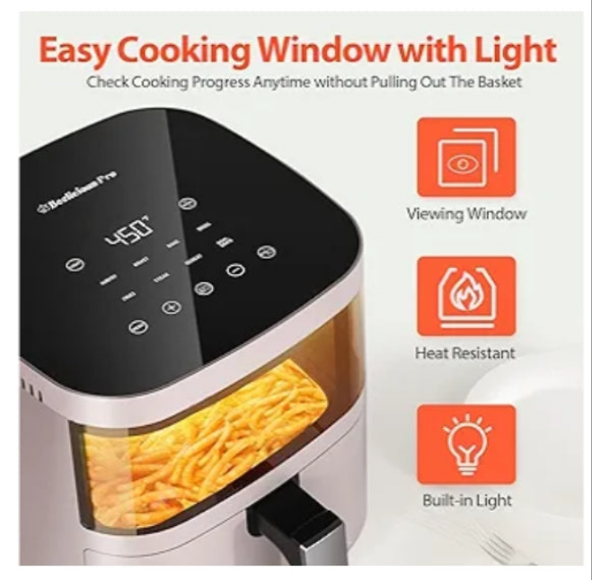 Air Fryer, 8-In-One Smart Compact 4QT Air Fryers, with Viewing Window,Shake Reminder,450°F Digital Airfryer with Flavor-Lock Tech,Dishwasher-Safe & Nonstick,Fit for 1-3 People,