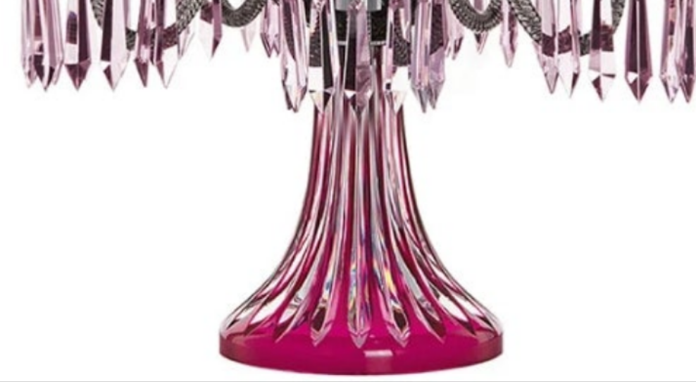 ARLEQUIN AMETHYST CRYSTAL CANDELABRA Saint-Louis Crystal Arlequin Three-Light Electric Candelabra or Five-Light