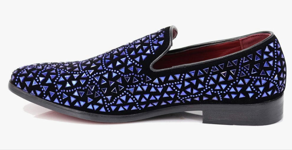 Men's Rhinestone Sparkling Suede Dress Shoes Loafer Classic Designer Moccasins