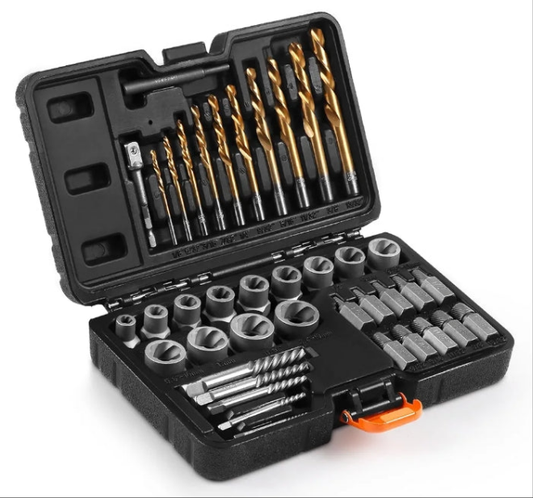 40 Pcs Bolt & Screw Extractor Set with Left Hand Cobalt Drill Bit Set, Easy Out Broken Stripped Screw Removal Tool for Damaged, Frozen, Studs, Rusted, Rounded-Off Bolts, Nuts & Screws,