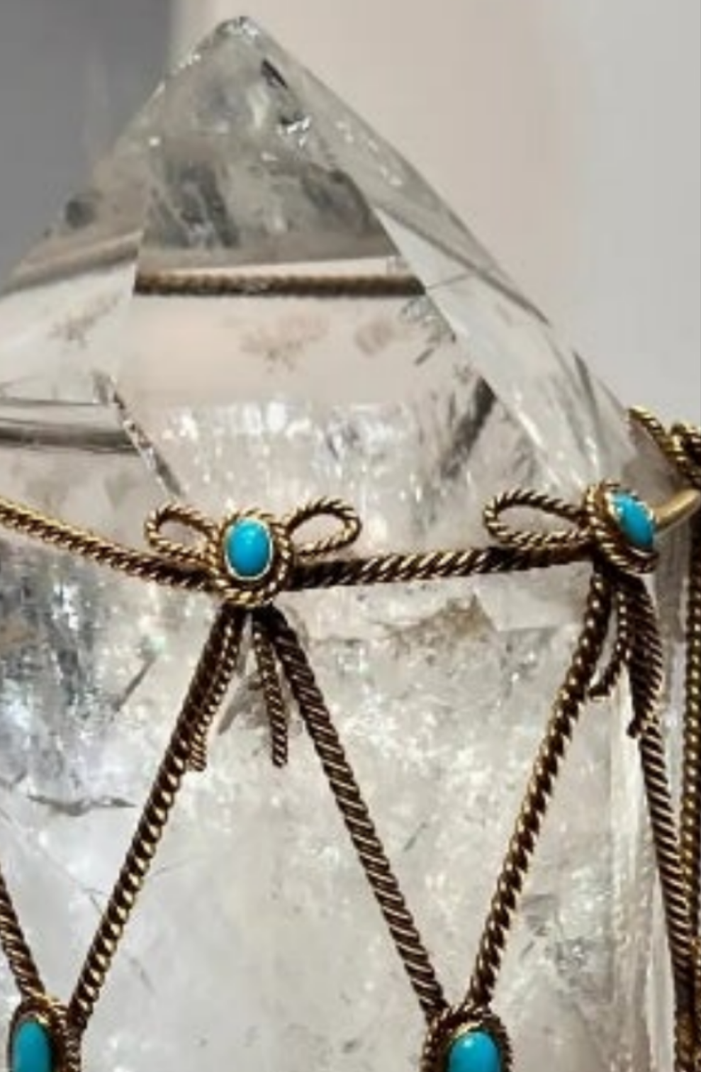 David Webb Rock Crystal and Turquoise Desk Object