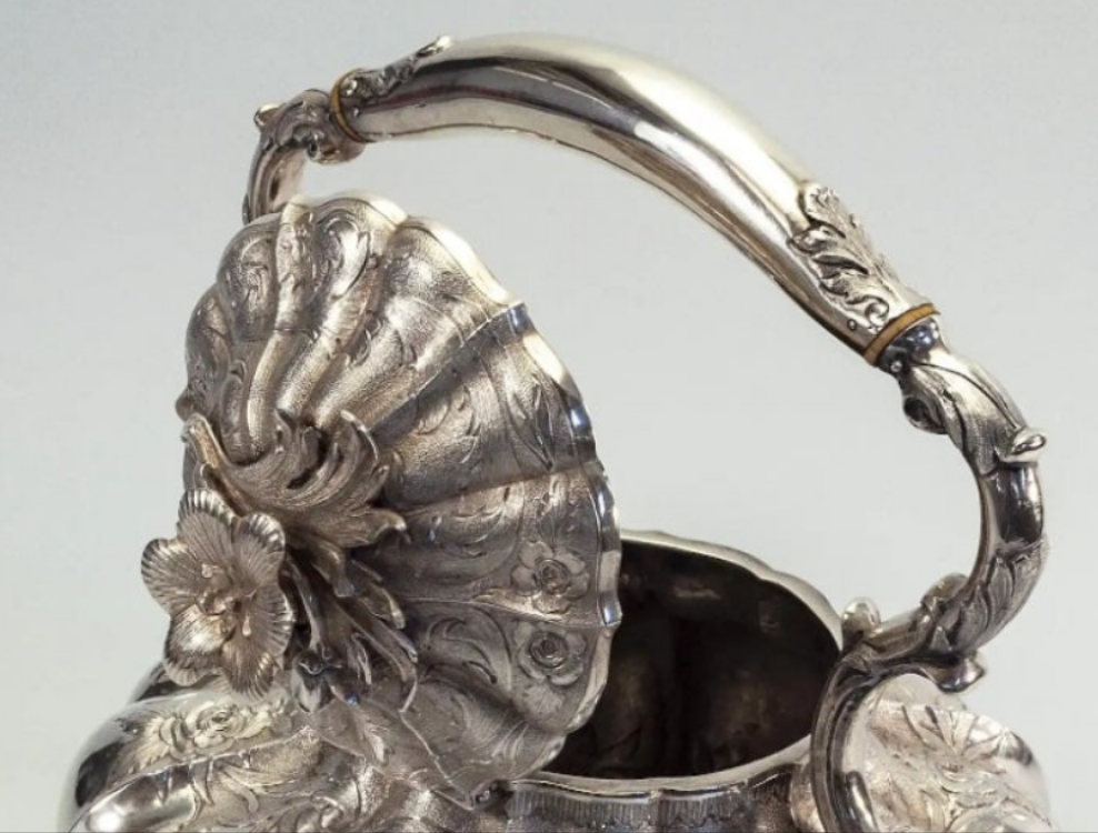 An exquisite piece 925 Sterling Silver William IV English sterling teapot on stand 1837 - 16" high x 9" wide x 12" deep
