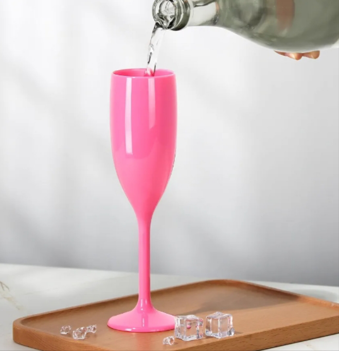Champagne Flute Acrylic Champagne Glasses Wedding Toasting Champagne Flute Goblet Plastic Reusable Unbreakable Champagne Cups for Bachelorette Wedding Bridal Shower Party (Pink, 24)