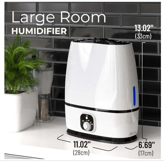 Cool Mist Humidifiers for Bedroom 6L - Humidifier Large Room No-Filter, Quiet Air Humidifier for Plants, Baby, Allergies, Dry Skin, Congestion, 50 Hr Run Time, Easy Clean