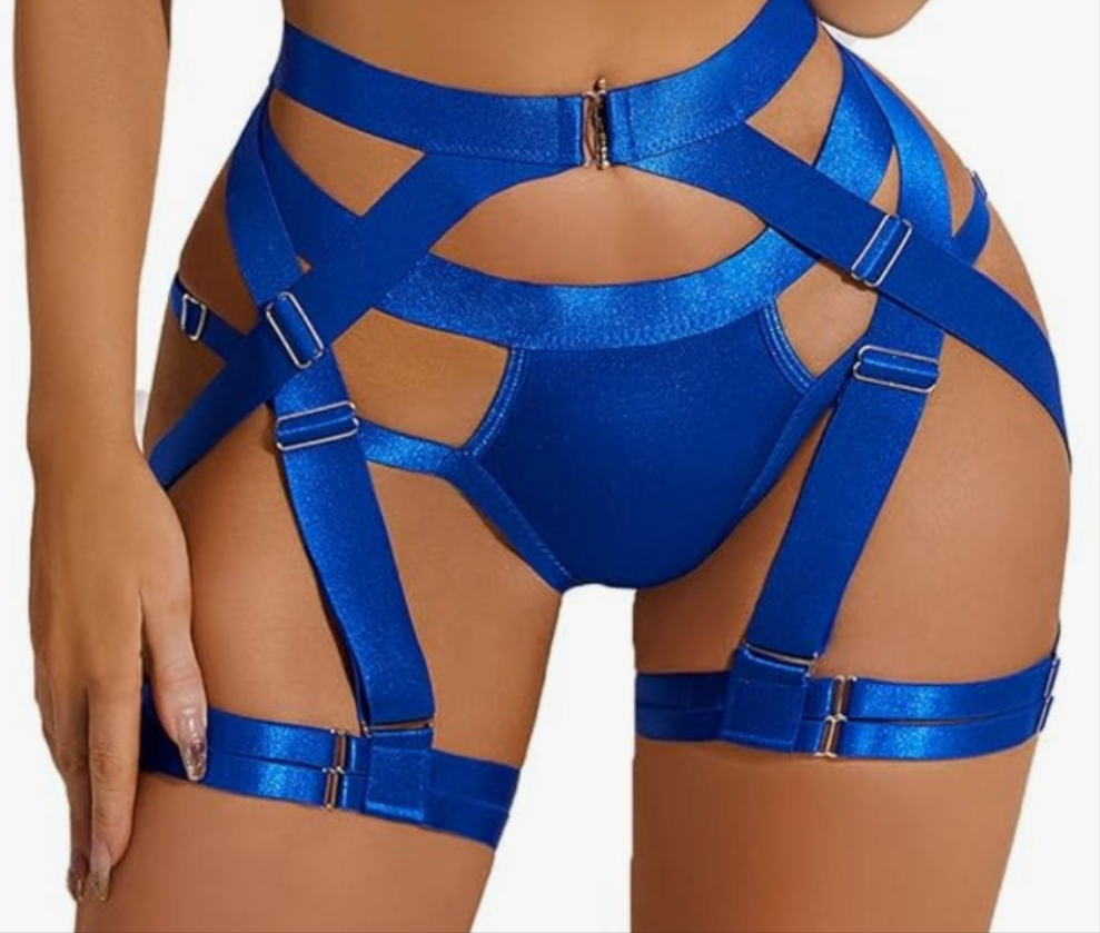 Lingerie Set for Women Sexy Strappy Lingerie Underwire Push Up Bra Garter Set Lingerie with Chain COCOMONEY