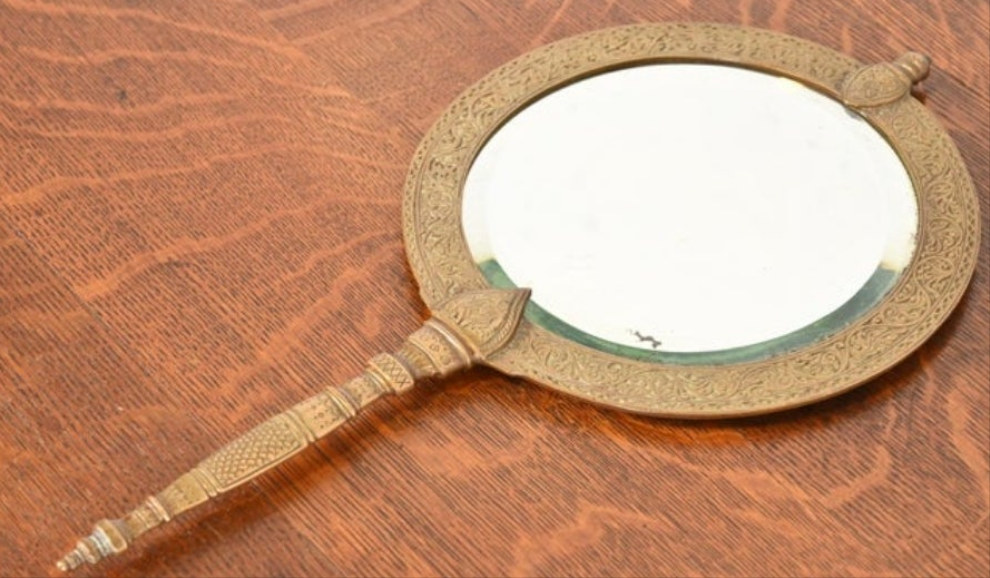 Antique Tiffany & Co. Bronze Doré Alhambra Vanity Hand Mirror, Circa 1910