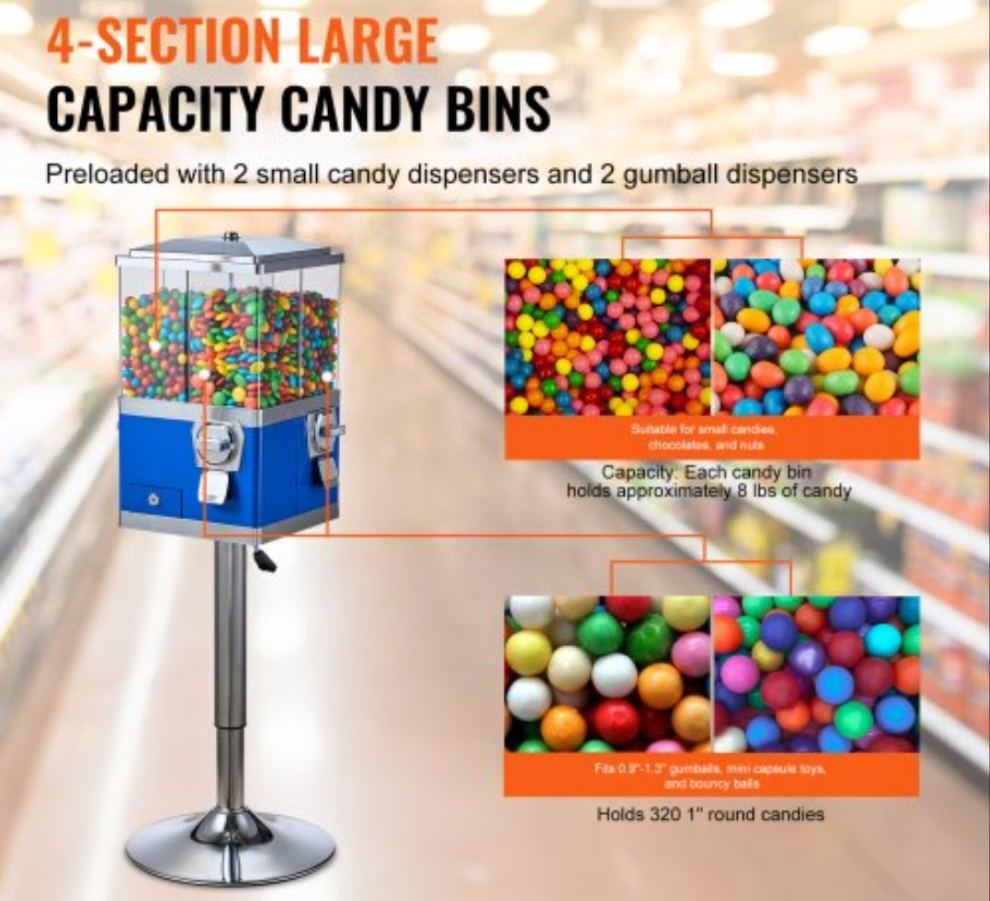 Gumball Machine Blue 4 Candy Dispenser Options