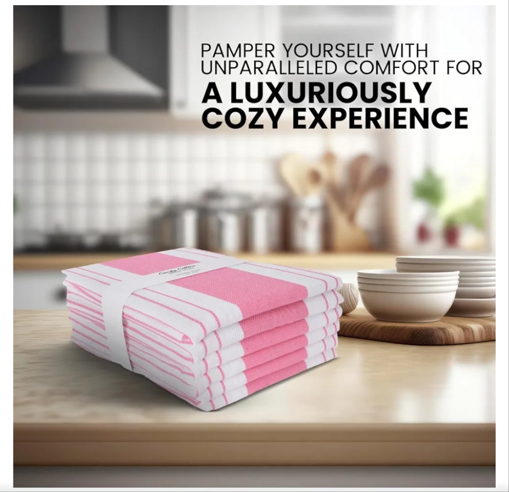 6 Stripe Kitchen Towels Decor Mordern Design Centreband Tea Dish Towels Boho Stripe Absorbent Festive Gift Set of 6 Pantry Reusable Kitchen Dish Towel|Easter Spring Decor 18x28 Inch