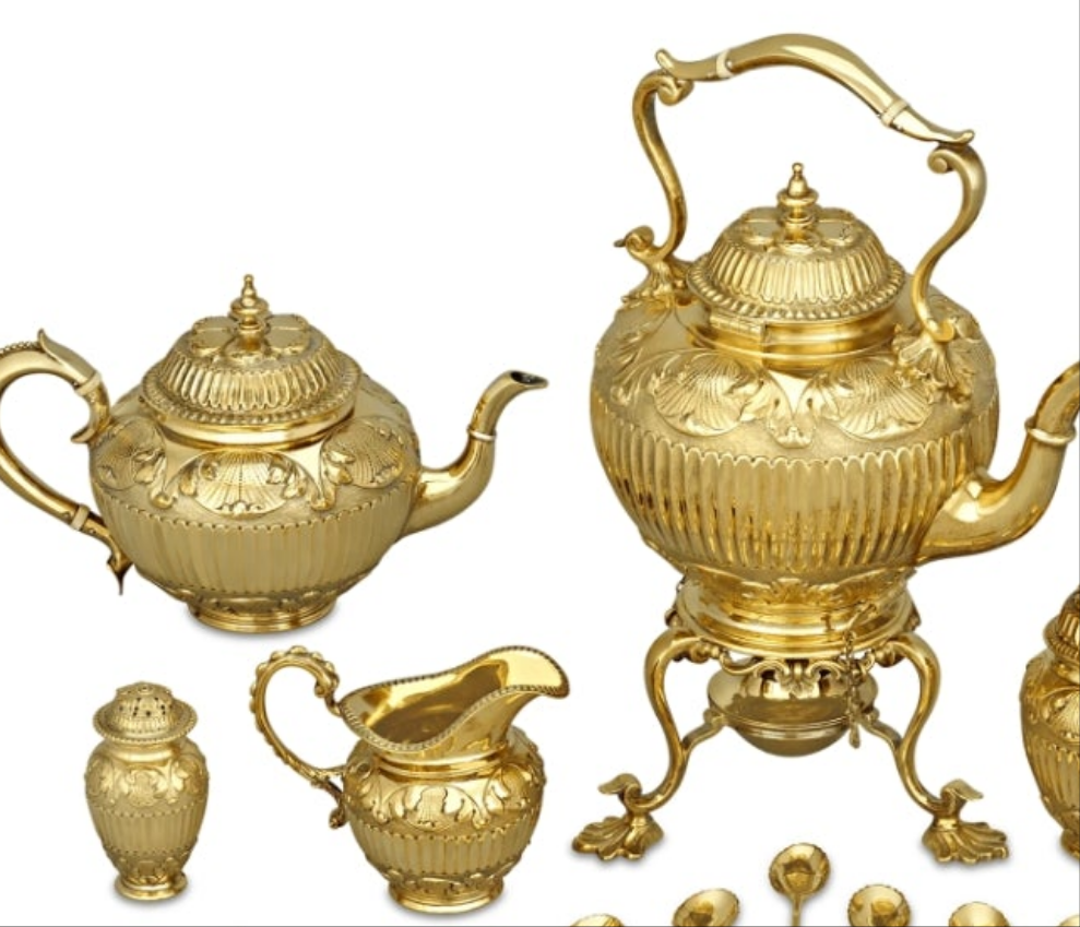 Victorian Silver Gilt Tea Set by Edward Barnard & Sons