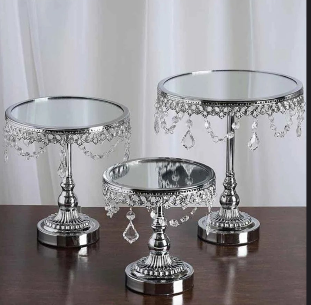 3 Piece Cake Stand Set Stainless steel Crystal Iron Glass Materials