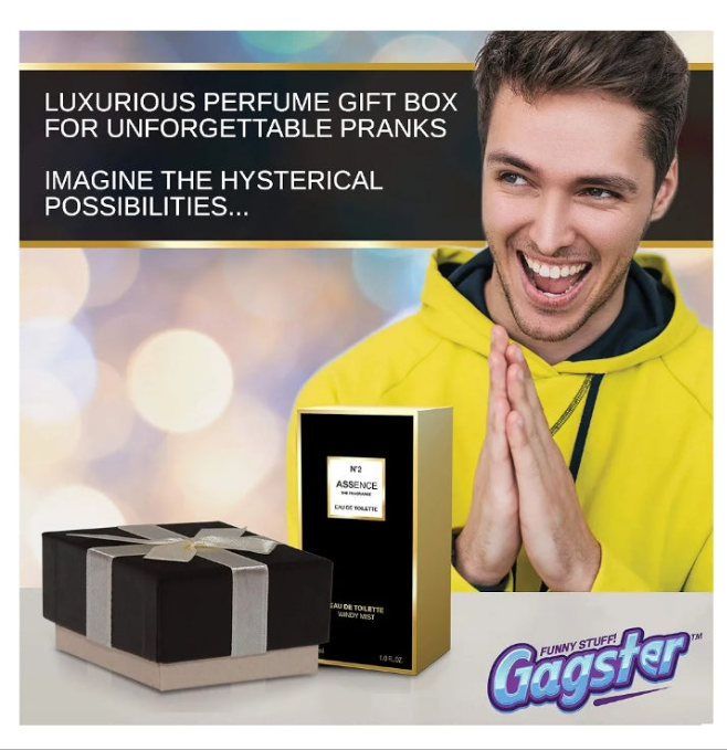 Gagster Prank Perfume - Hilarious Liquid Stink Spray Fragrance Bottle - Gag Gift for Fun Stuff Pranksters - Extra Strong - Girlfriend Prank - Realistic Package - Smelly Fake Perfume Atomizer