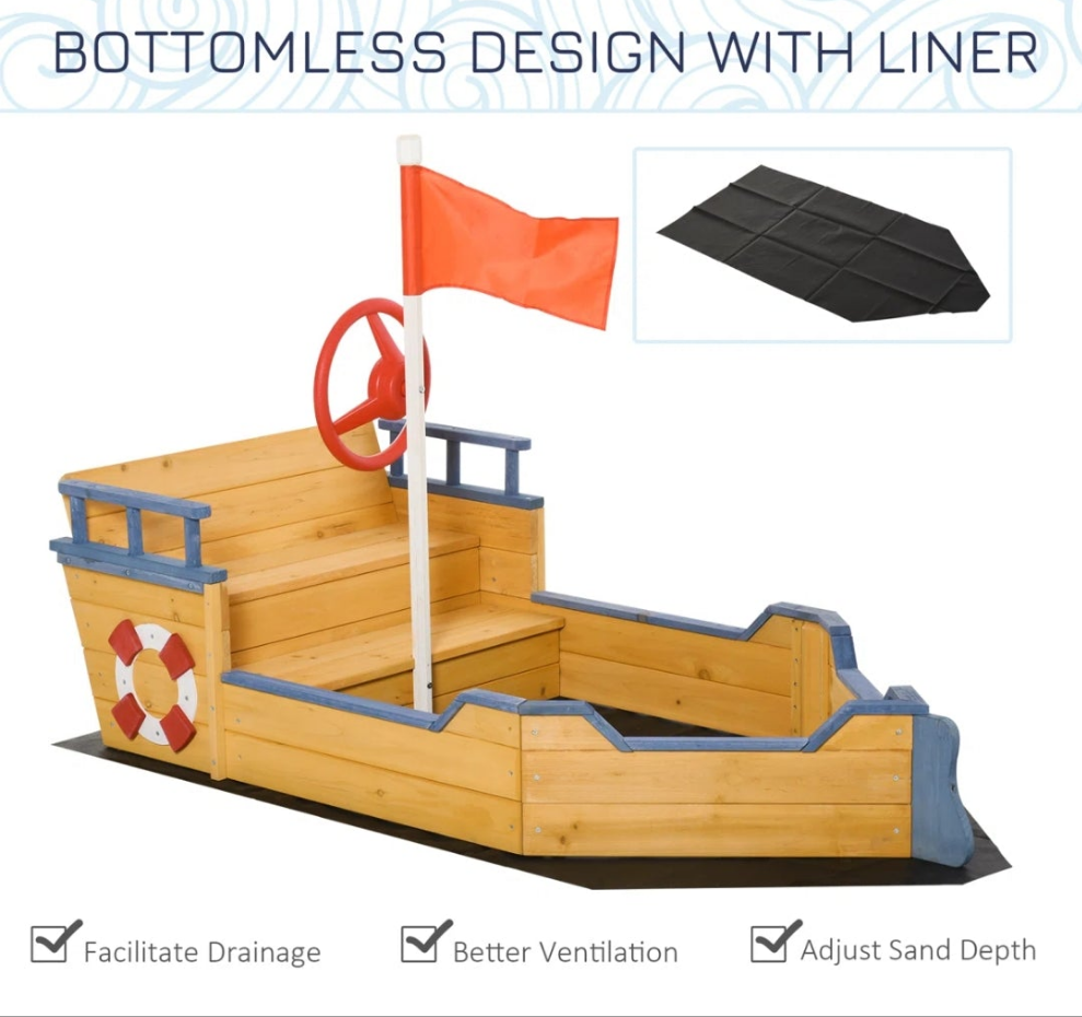 62.25'' x 18'' Solid Wood Novelty Sandbox