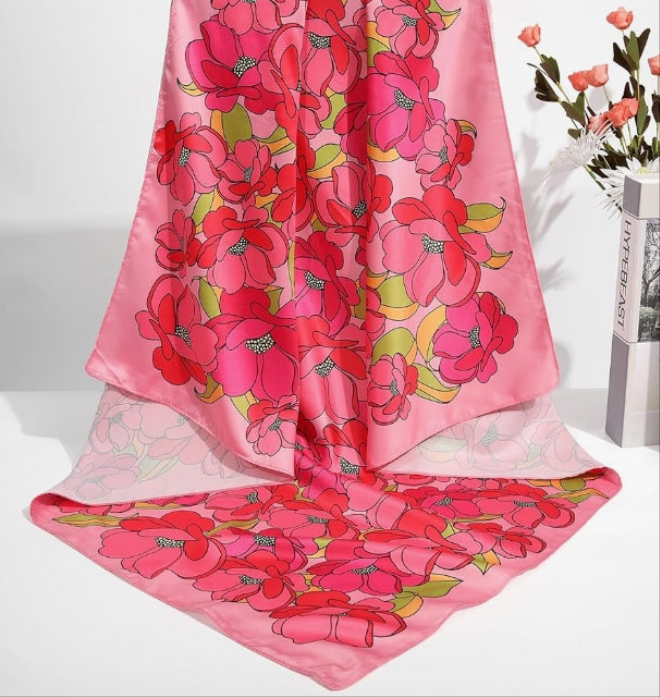 35” Silk Scarf for Women Large Head Scarf Square Hair Scarf Satin Hair Bandana Printed Silk Sleeping Head Wrap