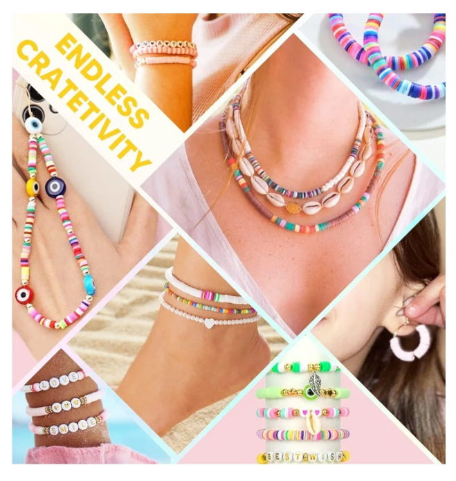 Clay Beads Bracelet Making Kit for Beginner, 5000 Pcs Preppy Polymer Clay Beads with Charms Kit for Jewelry Making, DIY Arts and Crafts Birthday Gifts Toys for Kids Age 6-