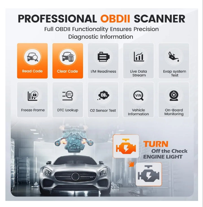 ANCEL AD410 Pro 2 in 1 OBD2 Scanner Battery Tester, OBD2 Scanner Diagnostic Tool for Car Check Engine Code Reader Scan Tool & 6V 12V 100-2000 CCA Battery Charging Cranking Test EVAP Live Data