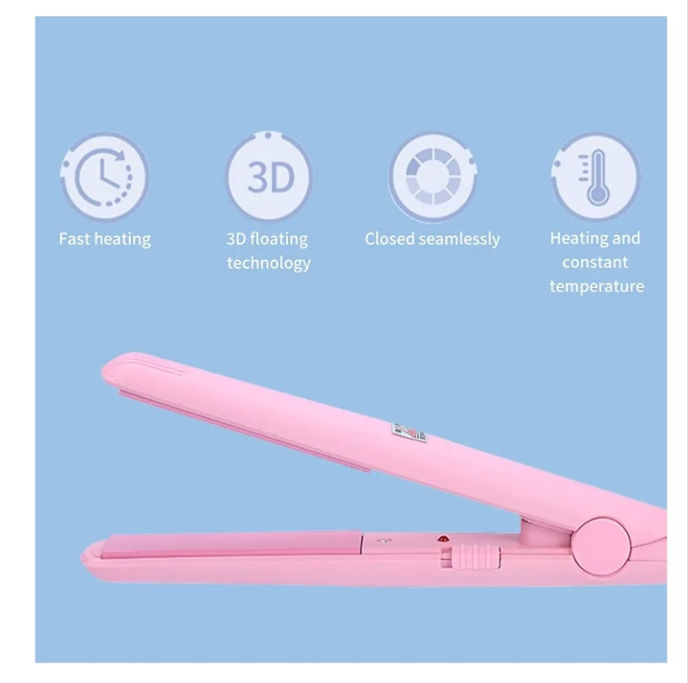 Hair straightener hot iron pink mini