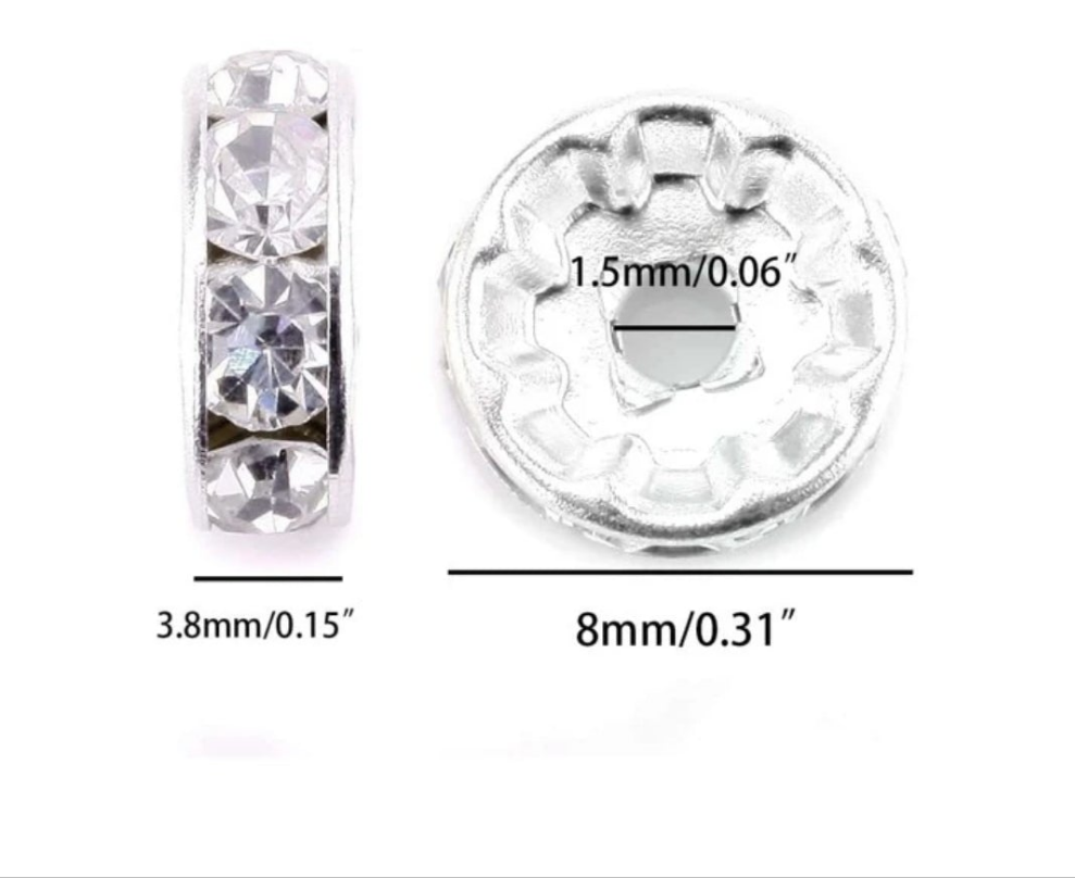 100pcs Rhinestone Diy Handmade Spacer Beads For Jewelry Making Necklace Loose Beads Round Shape With Holes glass