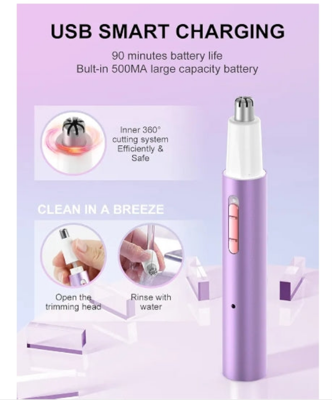 Nose Hair Trimmer for Women Men,2024 Rechargeable 2 in 1 Eyebrow & Facial Hair Trimmer, Professional Painless Ear Hair Trimmer with Powerful Motor and Dual-Edge Blades Easy Cleansing